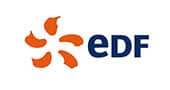 Logo EDF Officiel : Symbole Solaire Orange et Texte Bleu Logo EDF avec son symbole solaire orange à cinq pétales et l'acronyme edf en bleu marine.